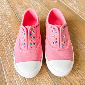 Mini Boden Pink Pom Pom slip ons Size 2